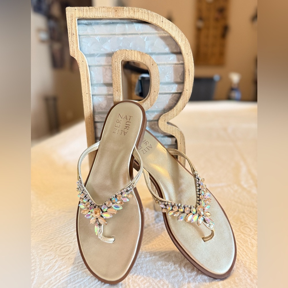 Naturalizer Gold Sandals with Jewel Accents